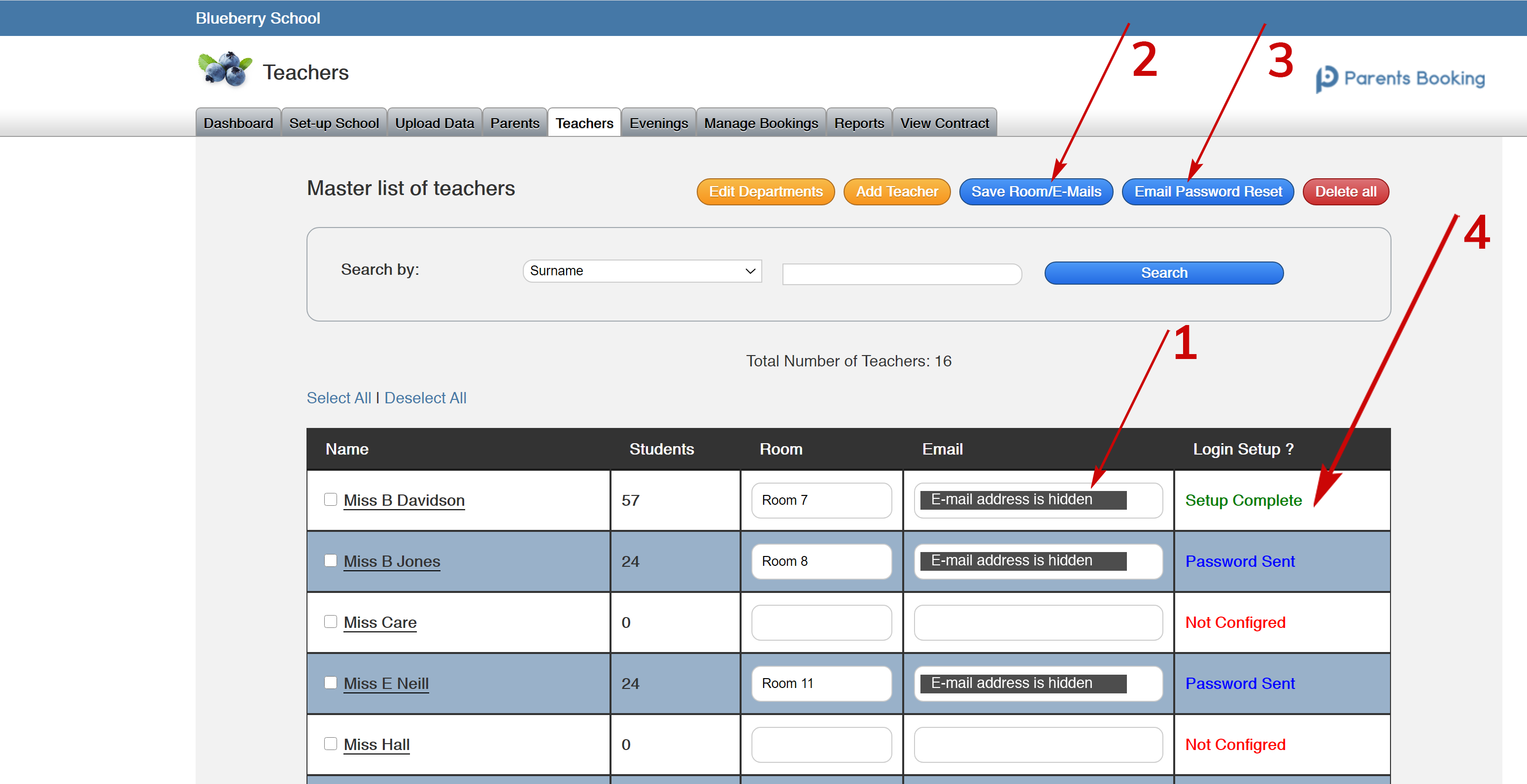 Teacher e-mail setup